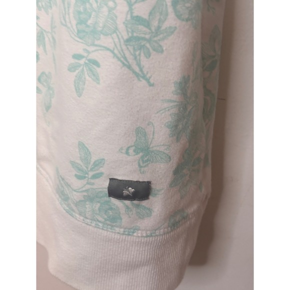 Fashion Bug Lightweight Sweatshirt XL White Mint Floral 3/4 Sleeve Cottagecore - Picture 4 of 9